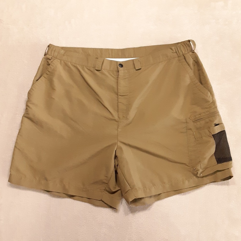 Sportif USA Mens Nylon Cargo Utility Shorts 2XL Olive Green Outdoor Hiking Mesh